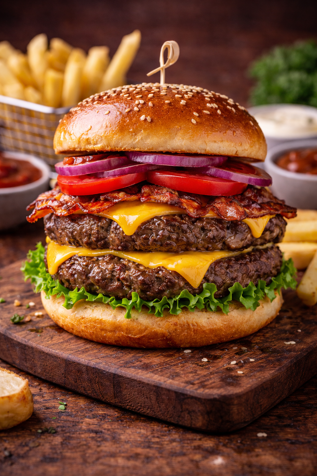 1 Hamburguesa doble Carne al Barril 240g (fines de semana V-S-D)